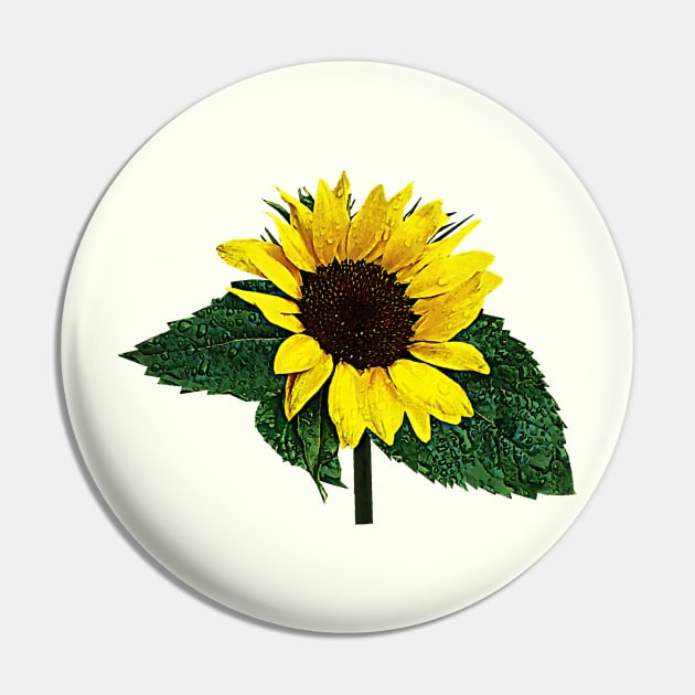 Sunflower in the Rain Pin by SusanSavad