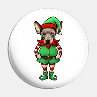 Funny Christmas Elf Hairless Terrier Dog Pin