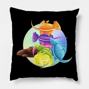 Kawaii Baby Macaron Dragons - With Background Pillow