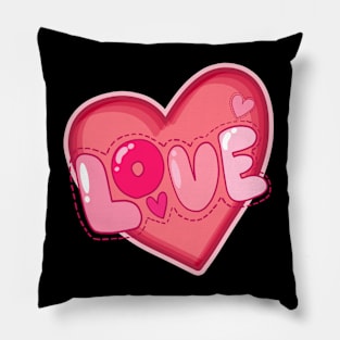 Love Heart Graphic Valentine's Day For Womens Girls Kids Pillow