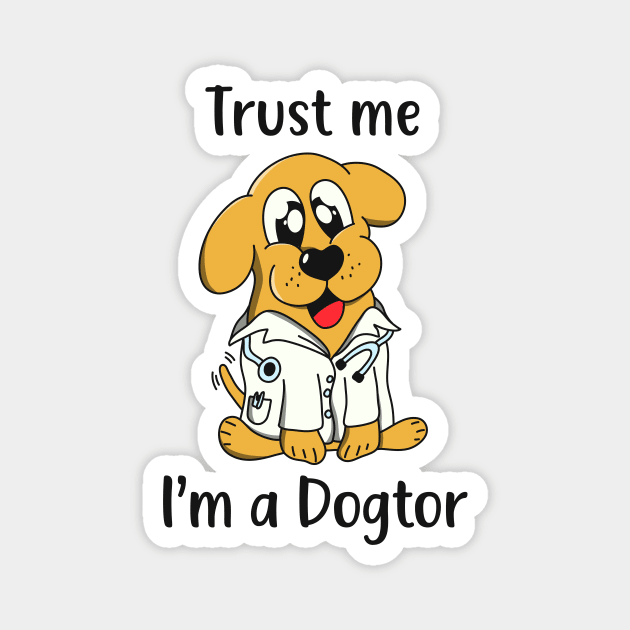 Funny Dog Doctor Cartoon Magnet by Foxxy Merch