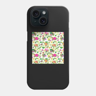 Tropical Flowers on White Background Phone Case