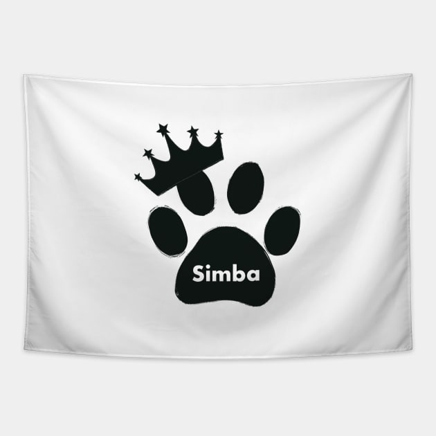 simba cat name made of hand drawn paw prints Tapestry by GULSENGUNEL