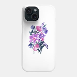 Watercolor Flowers, Purple Bouquet Illustration 13 Phone Case