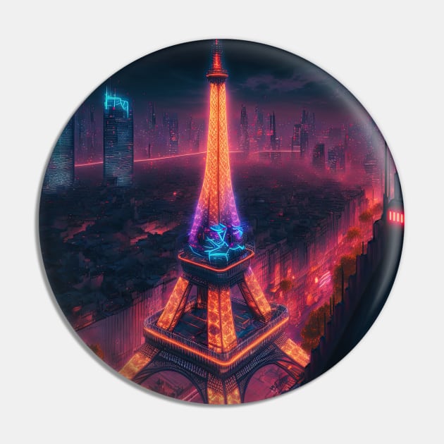 Eiffel Tower Cyberpunk Pin by Art8085