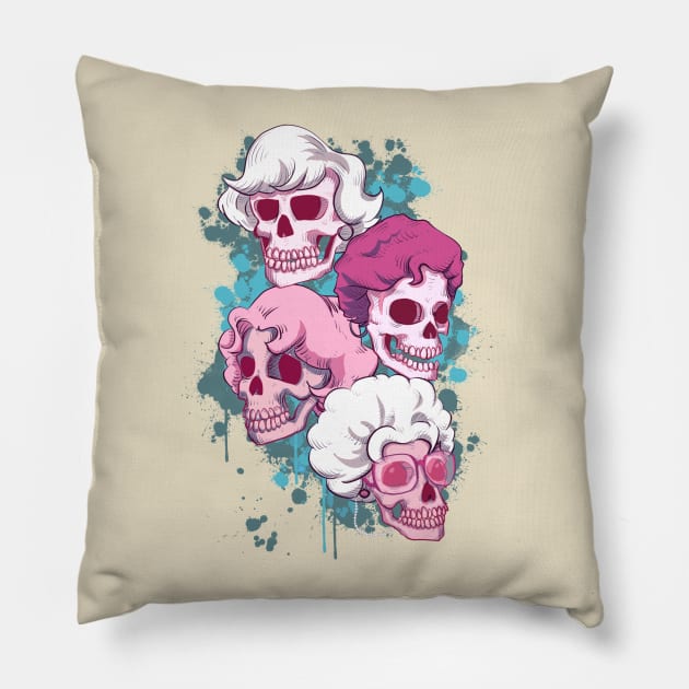 Golden Skulls Pillow by LVBart