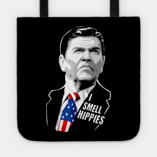 Funny I Smell Hippies - Vintage Ronald Reagan Tote