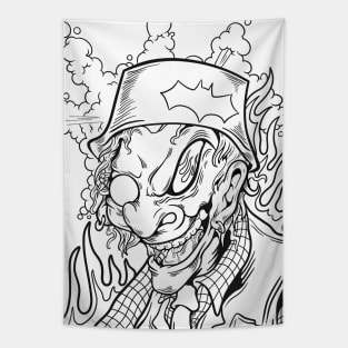 Dope sneaky monster portrait ink-pencil black-and-white illustration Tapestry