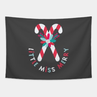 Little Miss Merry Candy Canes Tapestry
