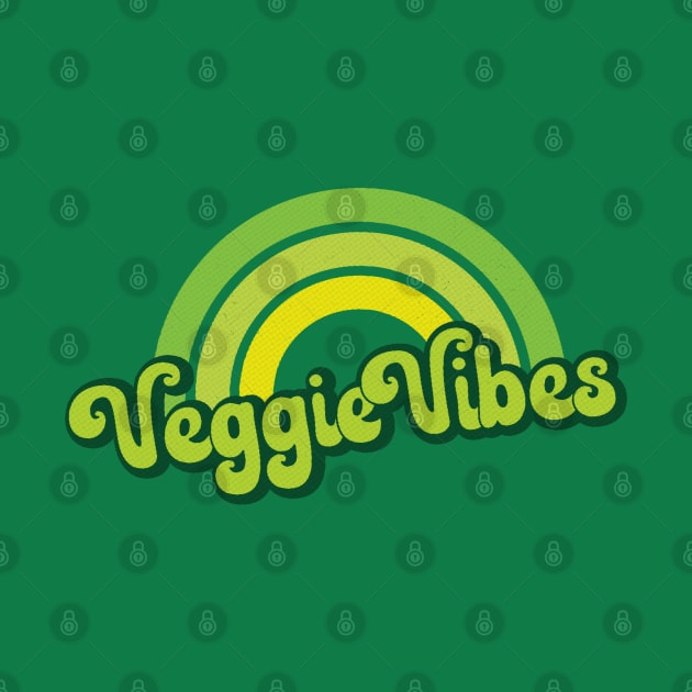 Veggie Vibes Retro Rainbow Green by Jitterfly