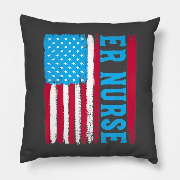 American Flag Er Nurse Pillow by Stick Figure103