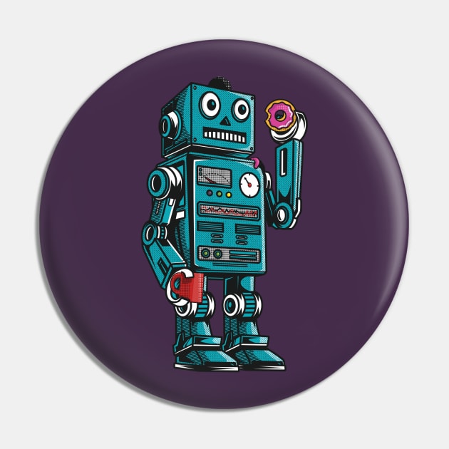 Robot Mornings With Coffee And A Donut Pin by LittleBunnySunshine