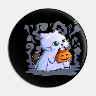 Cat ghost, Trick or treat! Pin