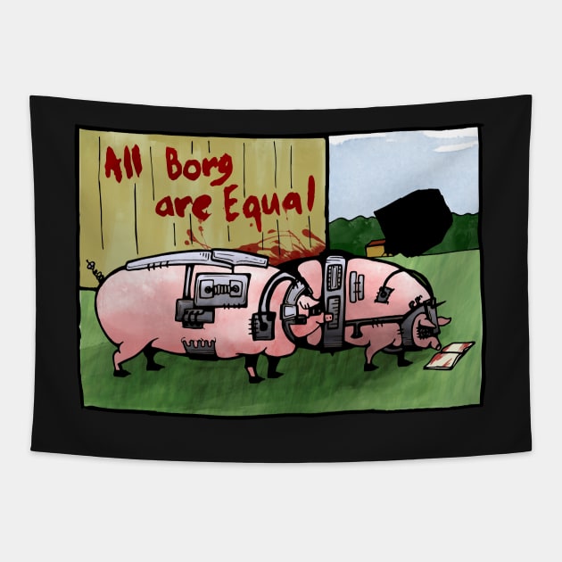 Borg Pigs Tapestry by zzmyxazz