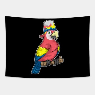 Parrot on Branch with Bucket Paint Tapestry