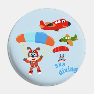 Vector illustration of a cute skydiver Pin