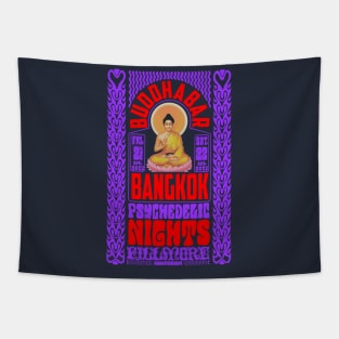 Psychedelic Nights at Bangkok Buddha Bar - Vintage Poster Design Tapestry