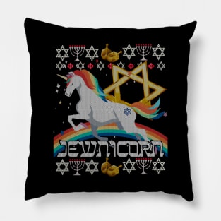 Jewnicorn Unicorn Ugly Hanukkah Chanukah - Funny Jewish Pillow