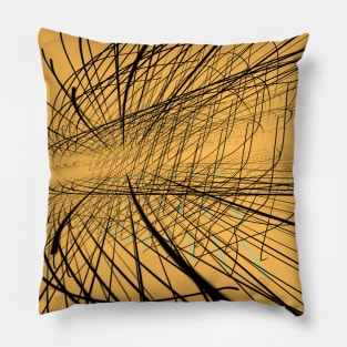 Rays - Modern Art Design | Lines | Orange and Black Pillow