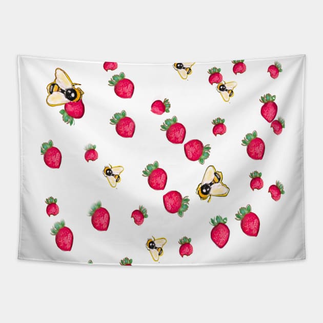 Bee themed gifts for women, men and kids. Strawberry pattern pack set Save the  bees Tapestry by Artonmytee