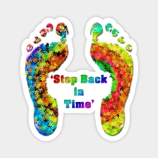 Step Back In Time Colourful Rainbow Flower Feet Magnet