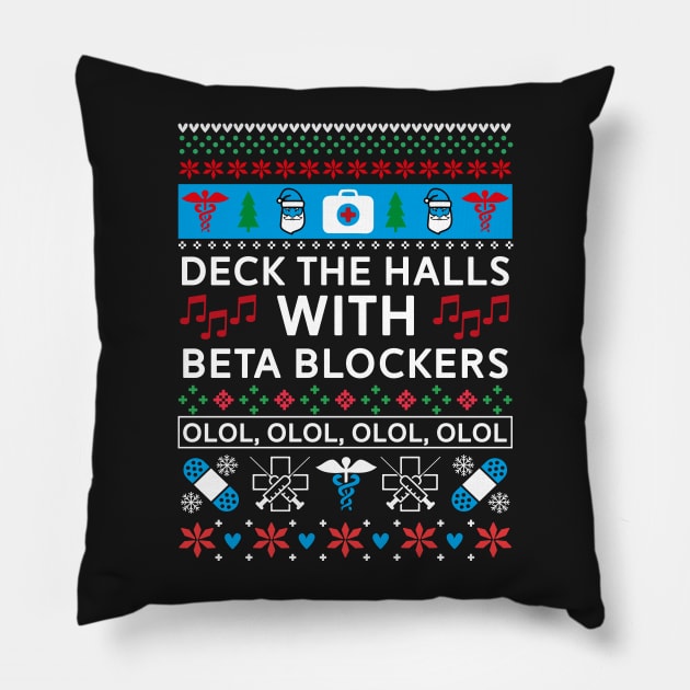 Beta Blockers - Nurse Ugly Christmas Sweater Pillow by mrsmitful