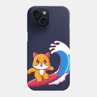 Cute shiba inu surfing summer vacation Phone Case