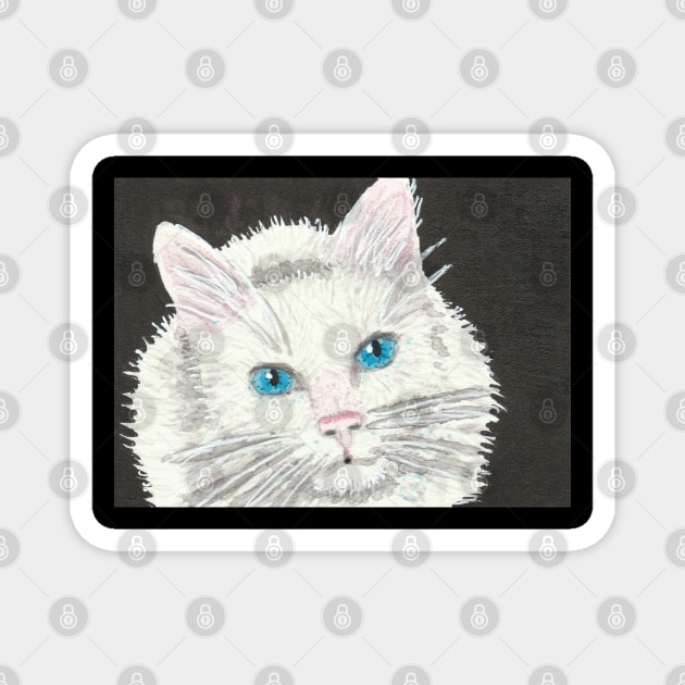 white cat face Magnet by SamsArtworks