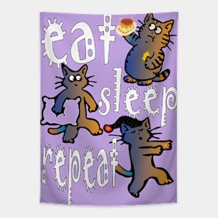 cat lazy life sleep eat repeat Tapestry