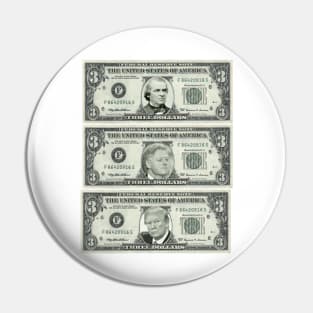 Impeached Presidents on Three Dollar Bills Pin