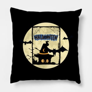 Black Cat Halloween Pillow