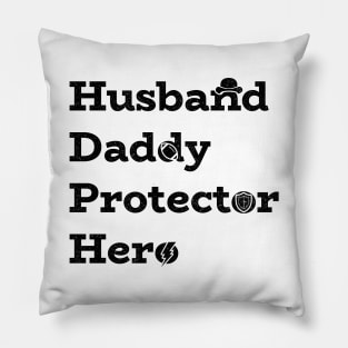 Husband. Daddy. Protector. Hero. With icons. Fathers Day Gift. Pillow