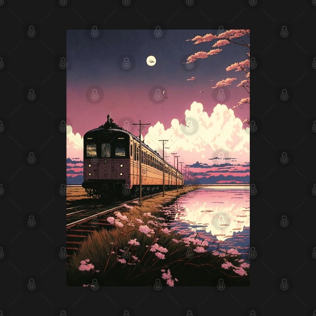 Retro Anime Style Old Japanese Train by KaPrints