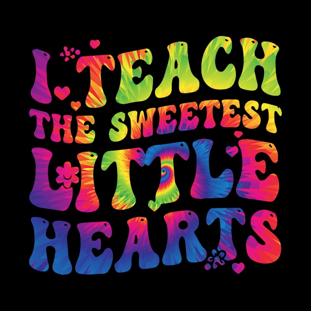 I Teach The Sweetest Hearts Groovy Tie Dye Valentines Day by MARBBELT