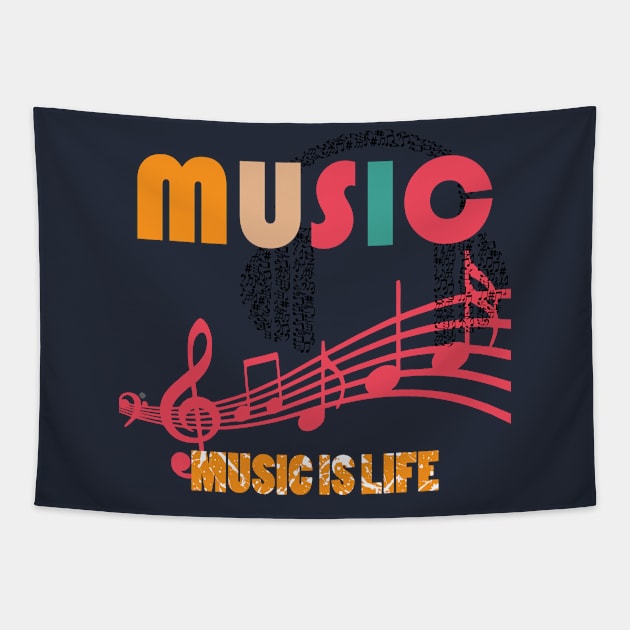 Music Tapestry by CreativeIkbar Prints