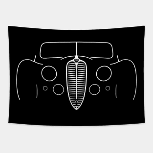 Delahaye 135 1940s classic car white outline graphic Tapestry