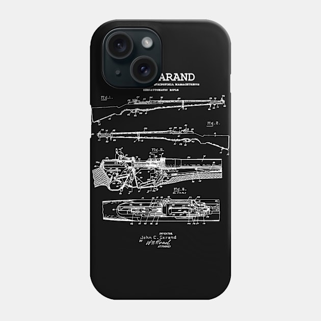 M1 Garand - World War 2 Weapon Blueprint  Rifle Phone Case by Distant War