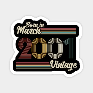 Vintage Born in March 2001 Magnet