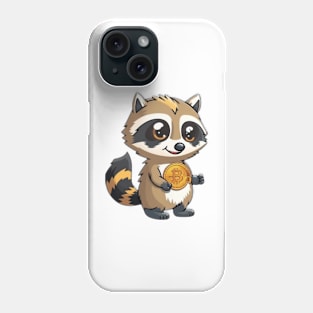 Cute Raccoon with Bitcoin Coin - Cartoon Style Phone Case