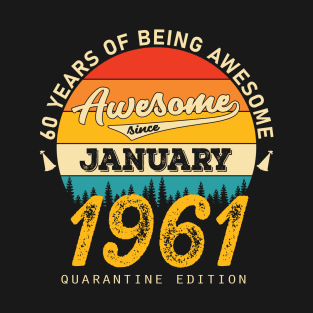 Classic January 1961 60 Years Old Retro 60th Birthday Gift T-Shirt