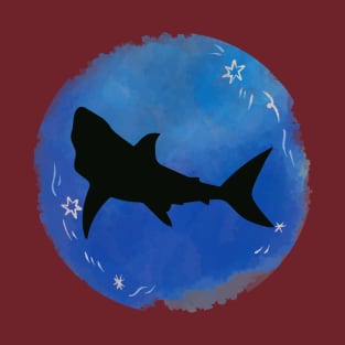 watercolor with shark silhouette T-Shirt