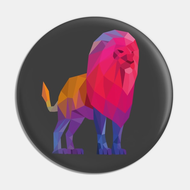 Rainbow Low Poly Lion Pin by shaldesign