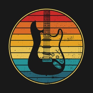 Retro Vintage Circle Sunset S-Style Electric Guitar T-Shirt