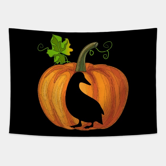 Duck in pumpkin Tapestry by Flavie Kertzmann