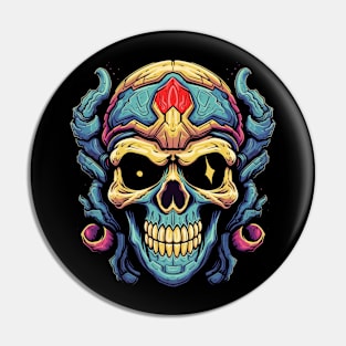 Alien Retro Sci-Fi Monster Skull Pin