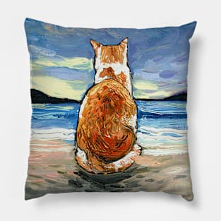 Beach Days - Orange and White Tabby Pillow