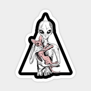 Alien with sphynx cat Magnet