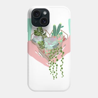 Succulents in heart shaped terrarium Phone Case