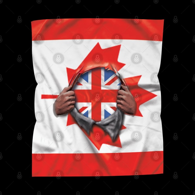 United Kingdom Flag Canadian Flag Ripped - Gift for English Scottish Welsh Or Irish From United Kingdom by Country Flags