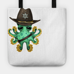 Cute Green Baby Octopus Sheriff Tote